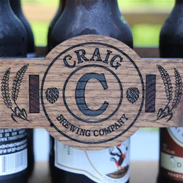 Personalized Beer Caddy with grain and hops design.